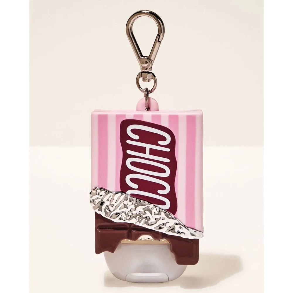 NEW Bath & Body Work Chocolate Bar PocketBac Hand Sanitizer Holder Keychain Pink